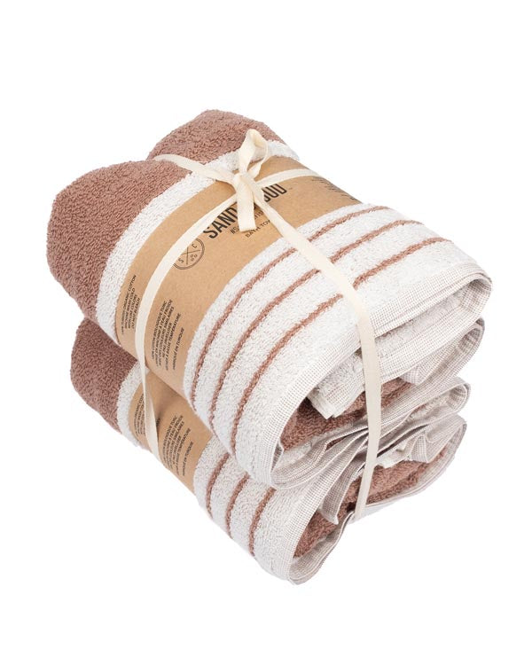 Micro Stripe Bath Bundle – 2 Pack – Warm Taupe