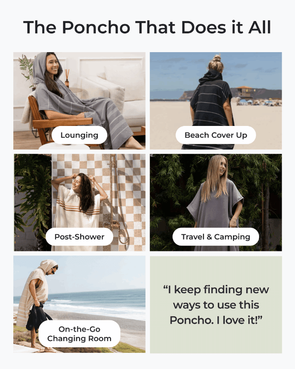 Classic Stripe Hooded Poncho – Seaglass