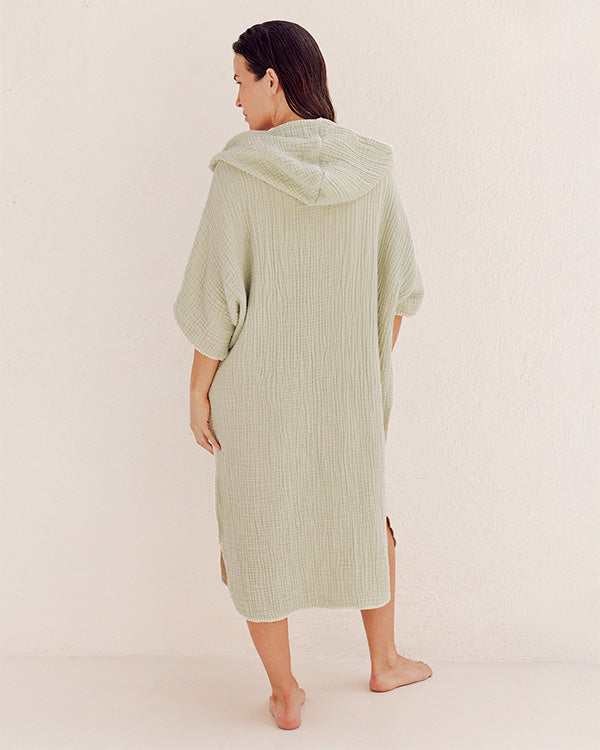 Falta Gauze Hooded Poncho – Sage