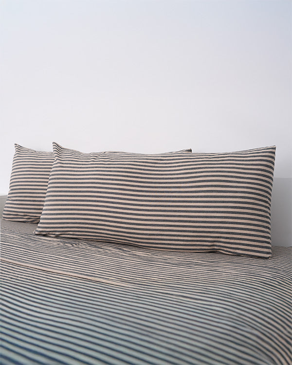 Classic Micro Twill Stripe Melange Pillowcase Set Steel Grey