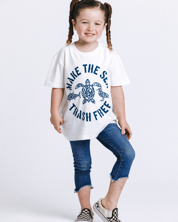Make The Sea Trash Free Kids Tee – White