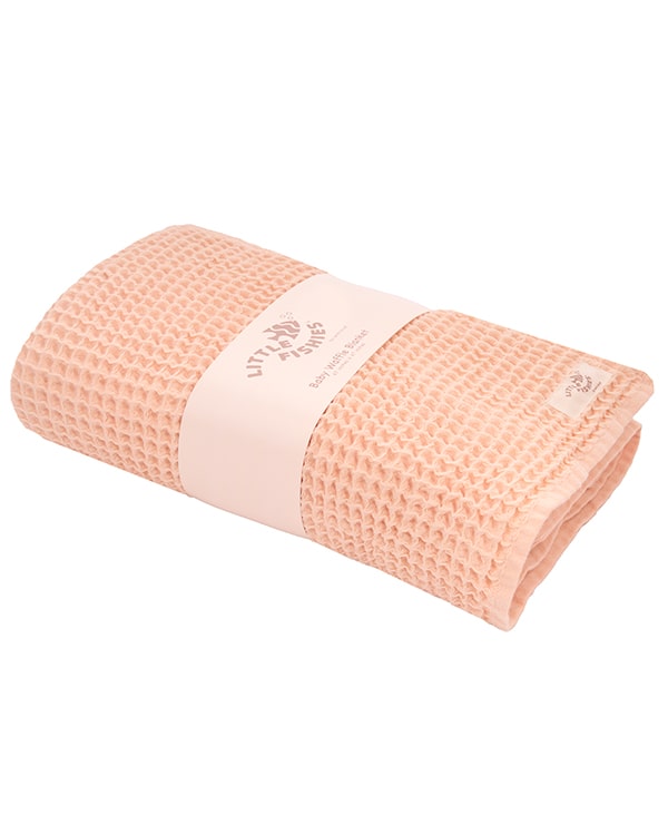 Little Fishies Waffle Blanket – Peach Fuzz