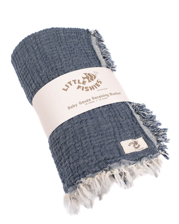 Little Fishies Gauze Receiving Blanket – Peach Fuzz
