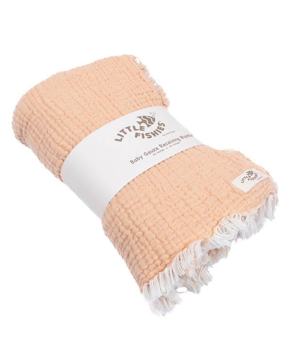 Little Fishies Gauze Receiving Blanket – Warm Taupe
