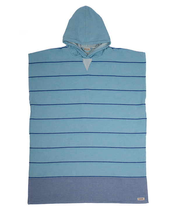 Colorblock Stripe Hooded Poncho – Aqua