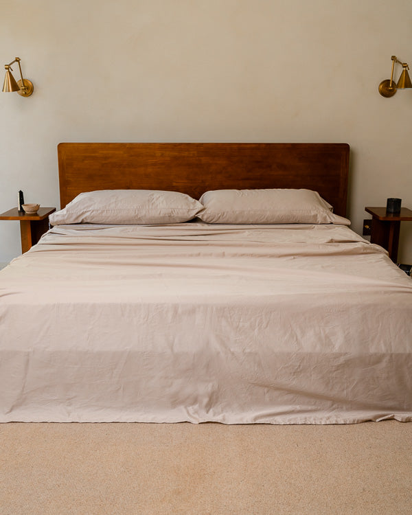Luxe Sateen Flat Top Sheet Beige