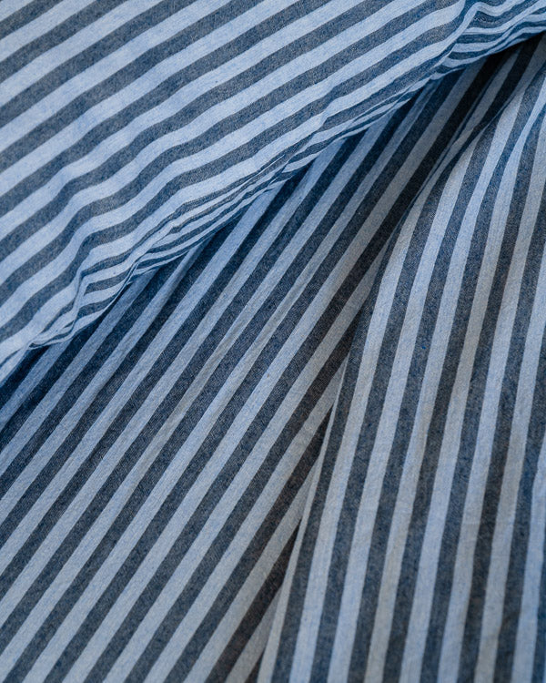 Classic Micro Twill Stripe Melange Fitted Sheet Indigo
