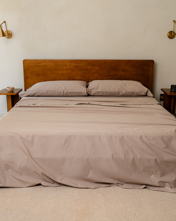 Signature Percale Solid Flat Top Sheet Beige