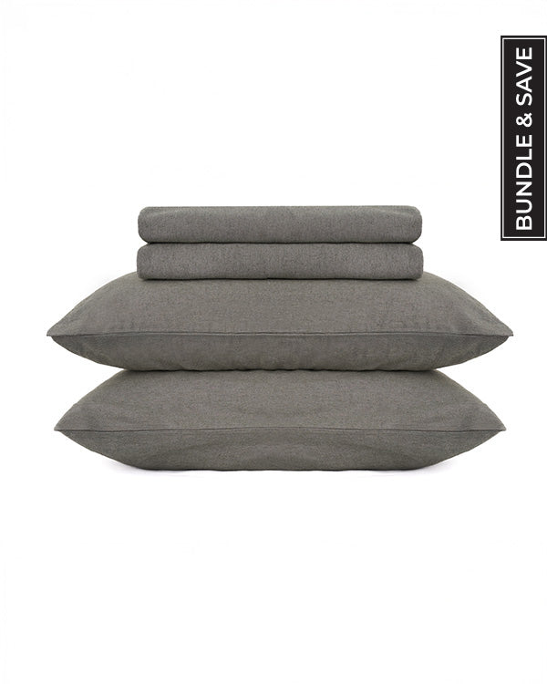 Classic Micro Twill Stripe Melange Sheet Set Indigo