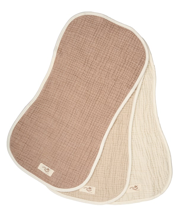 Little Fishies Gauze Burping Cloth Bundle – 3 Pack – Natural / Beige / Warm Taupe