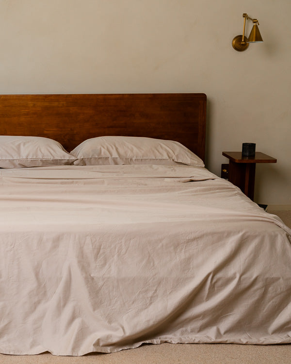 Luxe Sateen Flat Top Sheet Beige