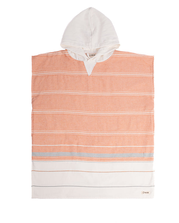 Colorblock Stripe Hooded Poncho Youth – Orange