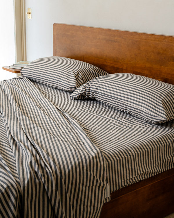 Classic Micro Twill Stripe Melange Pillowcase Set Steel Grey