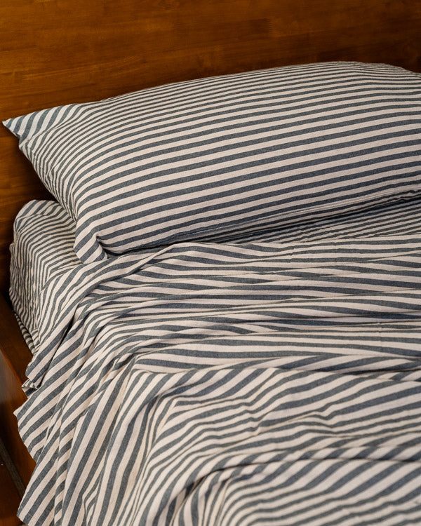 Classic Micro Twill Stripe Melange Pillowcase Set Steel Grey