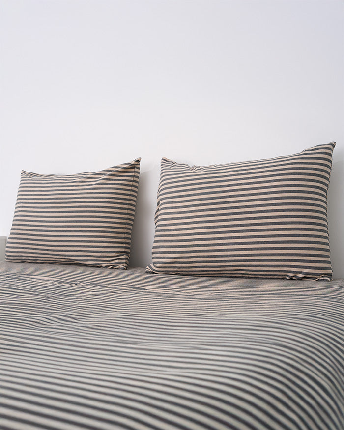Classic Micro Twill Stripe Melange Pillowcase Set Steel Grey