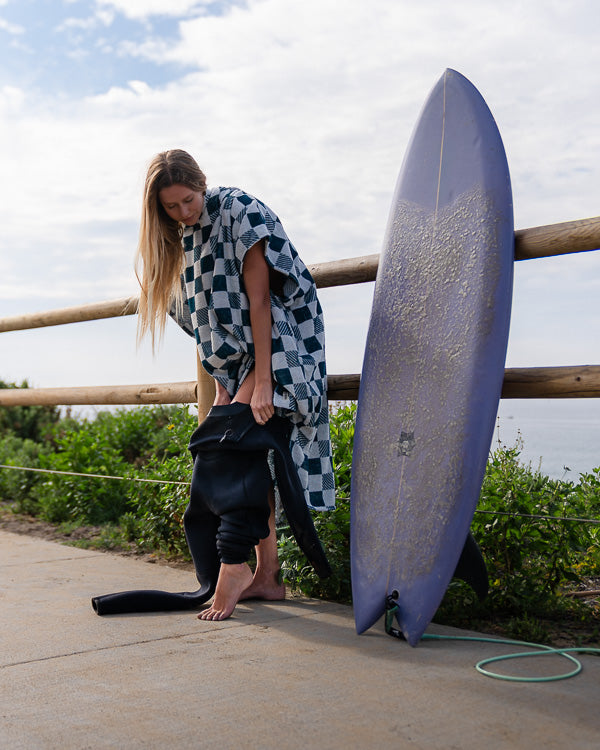 Checker Hooded Poncho