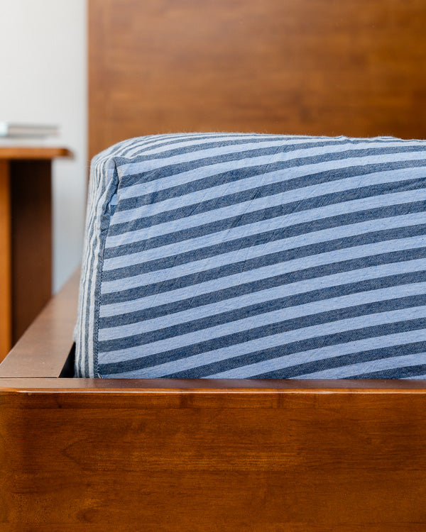 Classic Micro Twill Stripe Melange Sheet Set Indigo