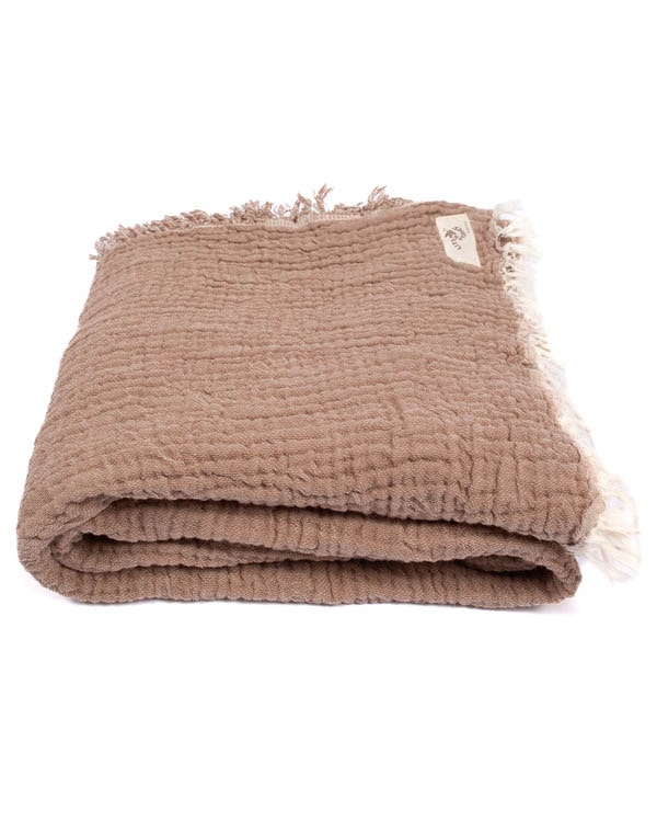 Little Fishies Gauze Receiving Blanket – Warm Taupe