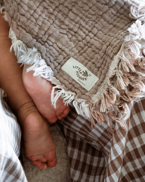 Little Fishies Gauze Receiving Blanket – Warm Taupe