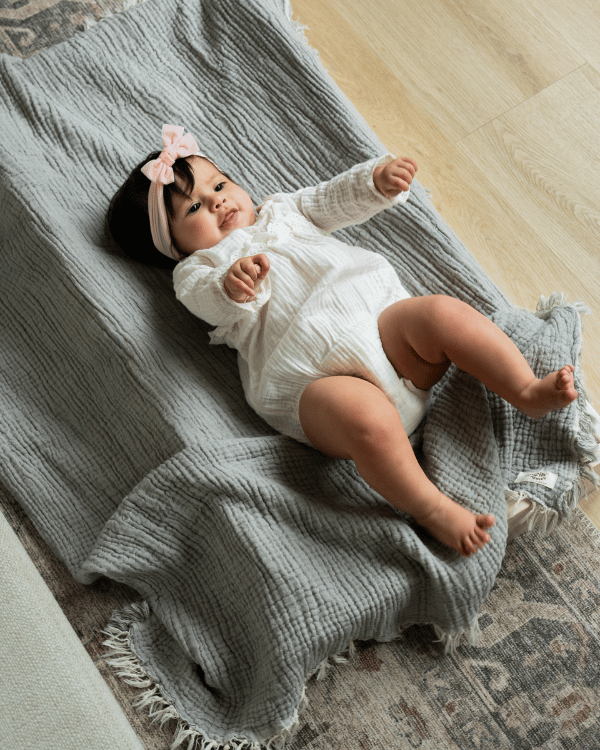 Little Fishies Gauze Receiving Blanket – Grey
