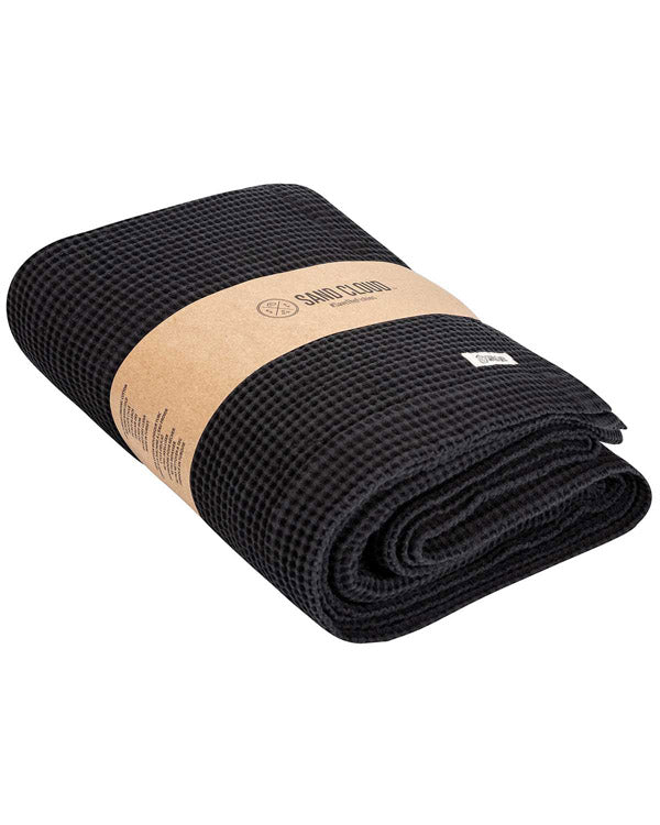 Micro Waffle Shower Curtain – Black