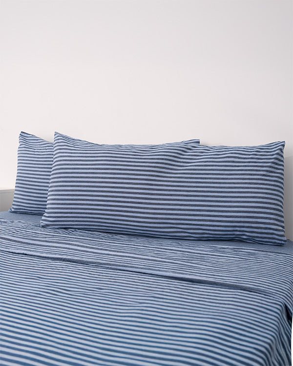 Classic Micro Twill Stripe Melange Pillowcase Set Indigo