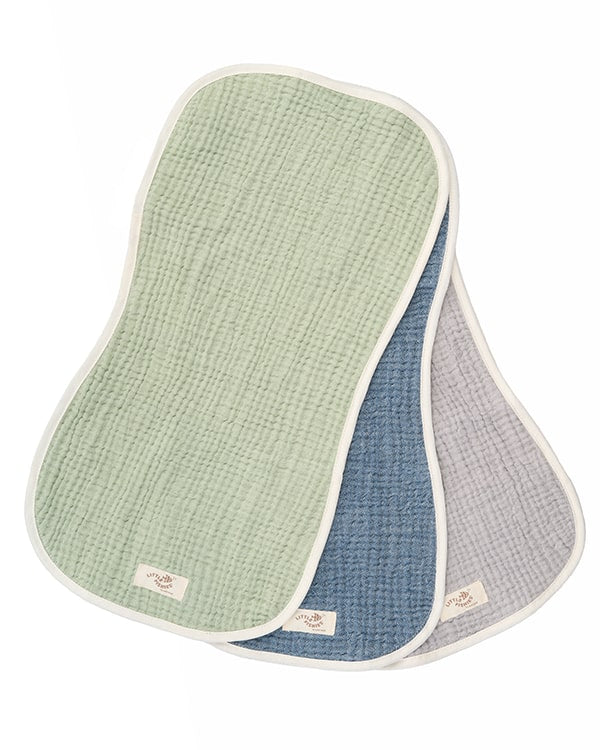 Little Fishies Gauze Burping Cloth Bundle – 3 Pack – Sage / Grey / Navy