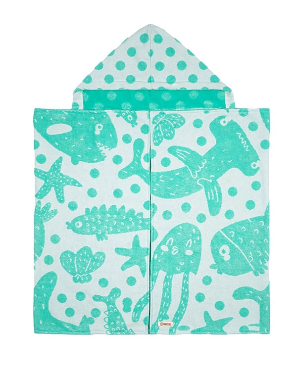 Checker Turtle Hooded Kids Bath Towel