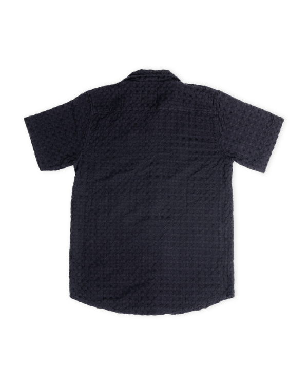 Orb Button Down Waffle Shirt – Black – Mens