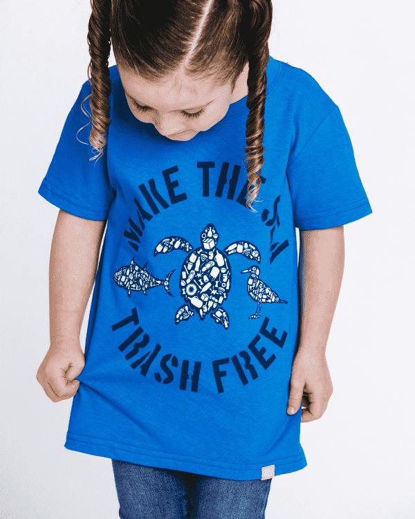 Make The Sea Trash Free Kids Tee – Sapphire Blue