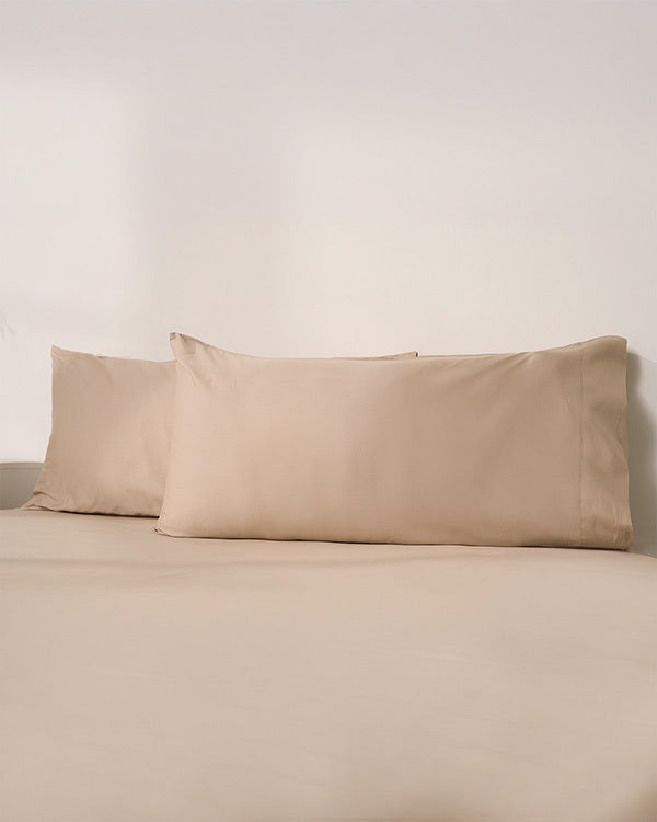 Signature Percale Solid Pillowcase Set Beige