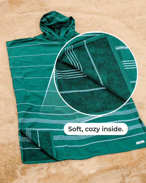 Classic Stripe Hooded Poncho – Grey