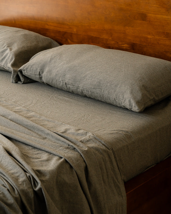 Classic Micro Twill Solid Melange Pillowcase Set Moss