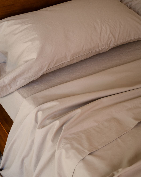Signature Percale Solid Flat Top Sheet Beige