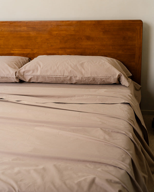 Signature Percale Solid Flat Top Sheet Beige