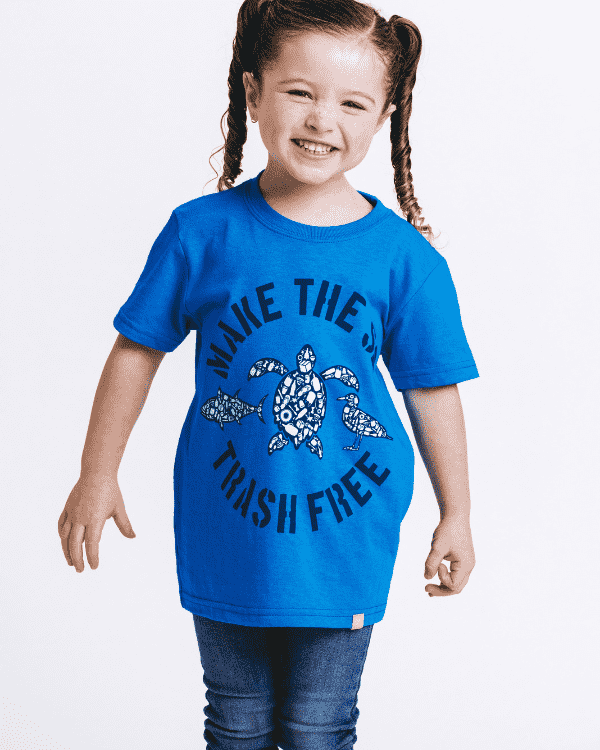 Make The Sea Trash Free Kids Tee – Sapphire Blue