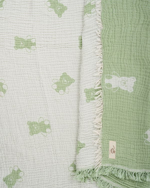 Teddy Gauze Receiving Blanket with Pouch