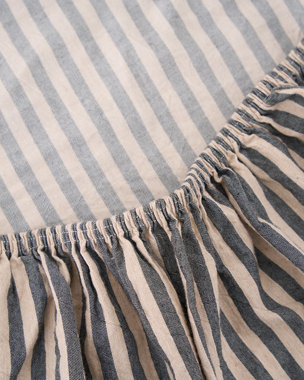 Classic Micro Twill Stripe Melange Fitted Sheet Steel Grey