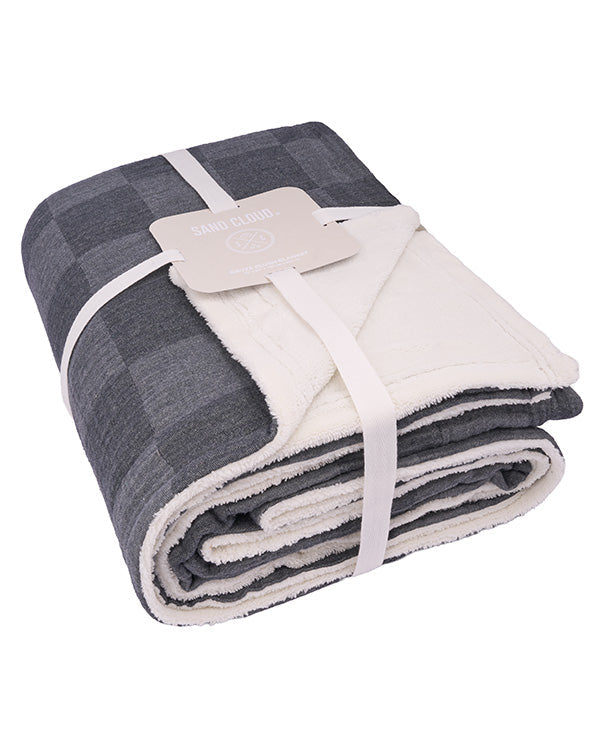 Cloud Checker Plush Blanket – Black