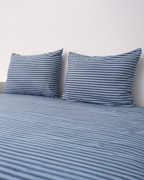 Classic Micro Twill Stripe Melange Pillowcase Set Indigo