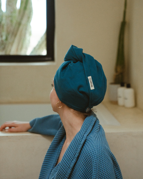 Terra Hair Towel – Teal Blue