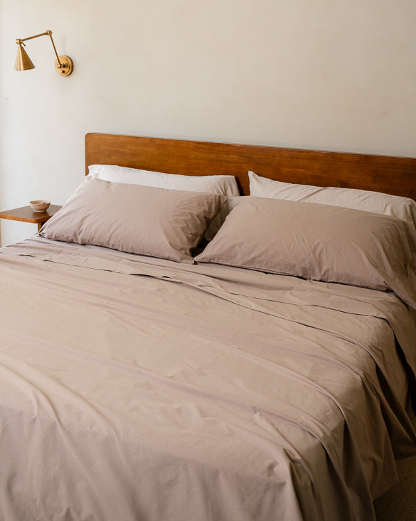 Signature Percale Solid Pillowcase Set Beige