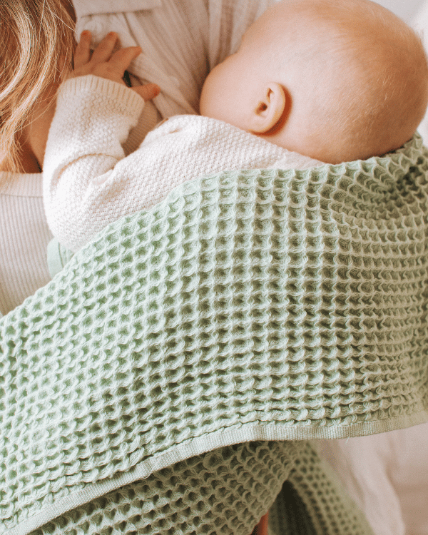 Little Fishies Waffle Blanket – Sage