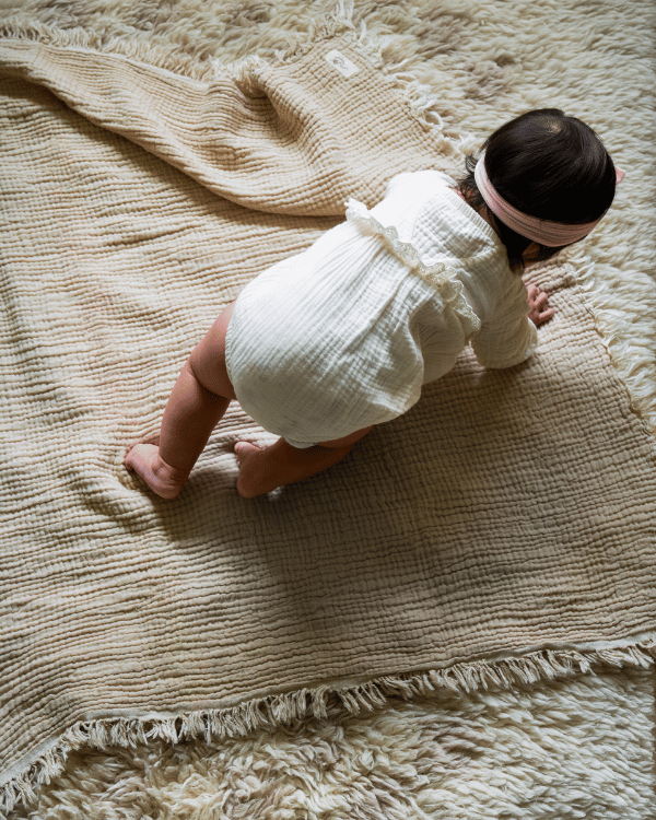 Little Fishies Gauze Receiving Blanket – Beige