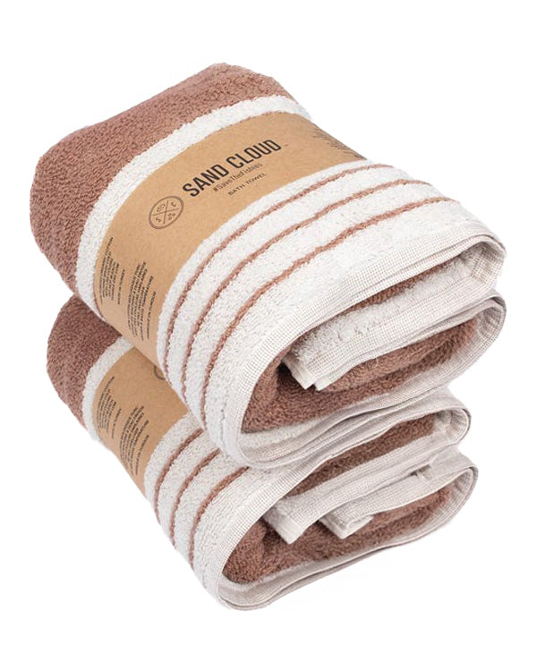 Micro Stripe Bath Bundle – 2 Pack – Warm Taupe
