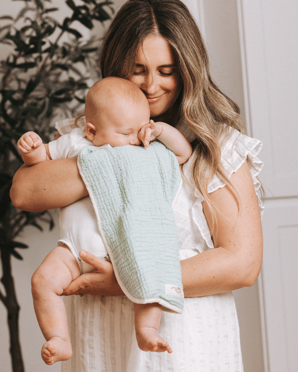 Little Fishies Gauze Burping Cloth Bundle – 3 Pack – Seafoam / Peach Fuzz / Natural