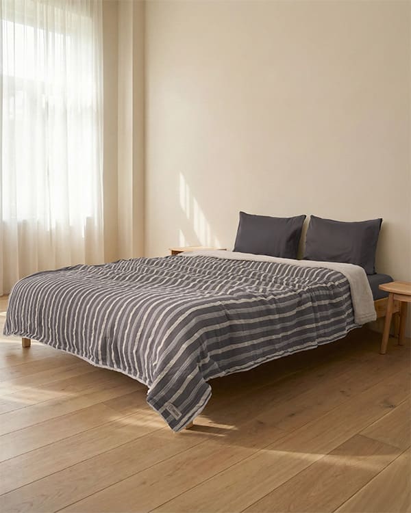 Cozy Texture Plush Blanket – Steel Grey